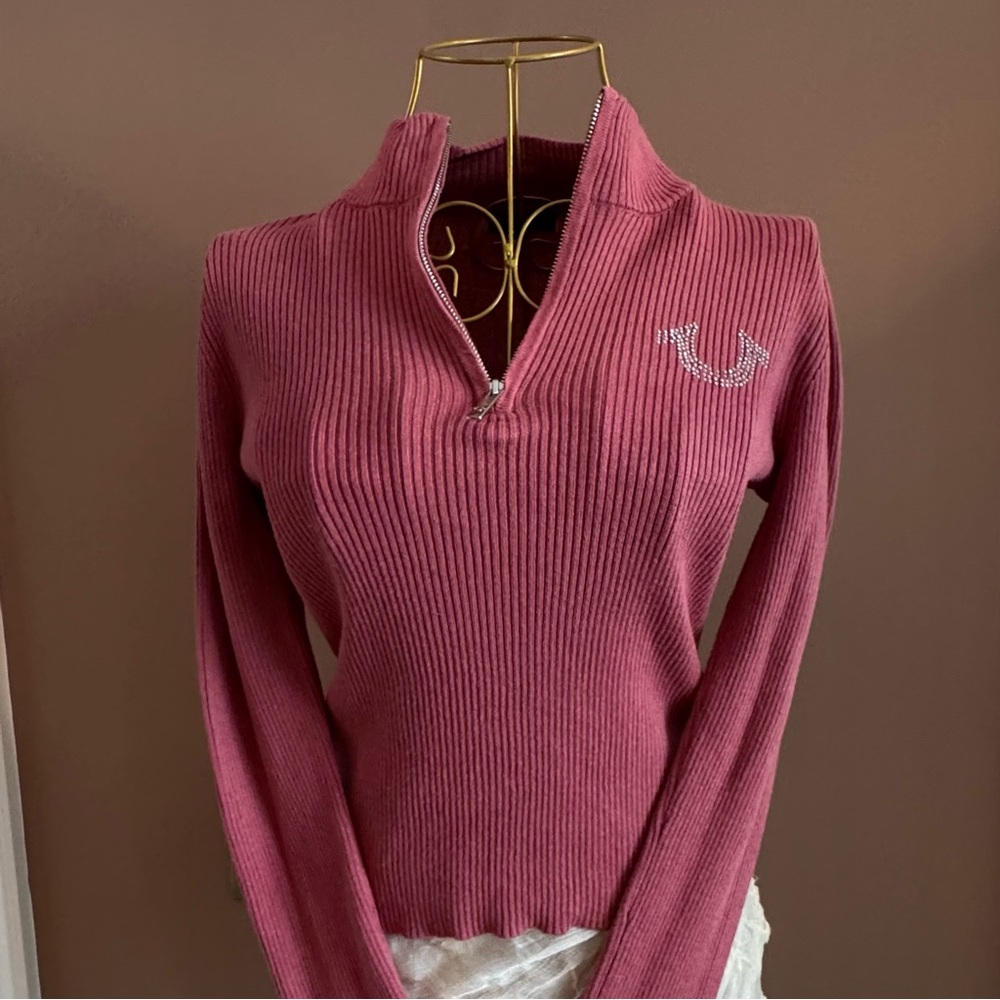 True Religion Mauve Ribbed Turtleneck Sweater